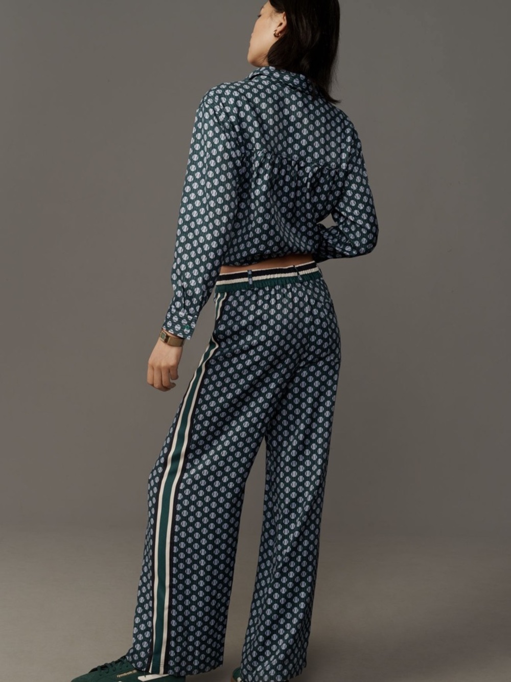 NWOT Maeve Anthropologie Tennis Ball Print Pull-On Track Pants - Picture 3 of 9